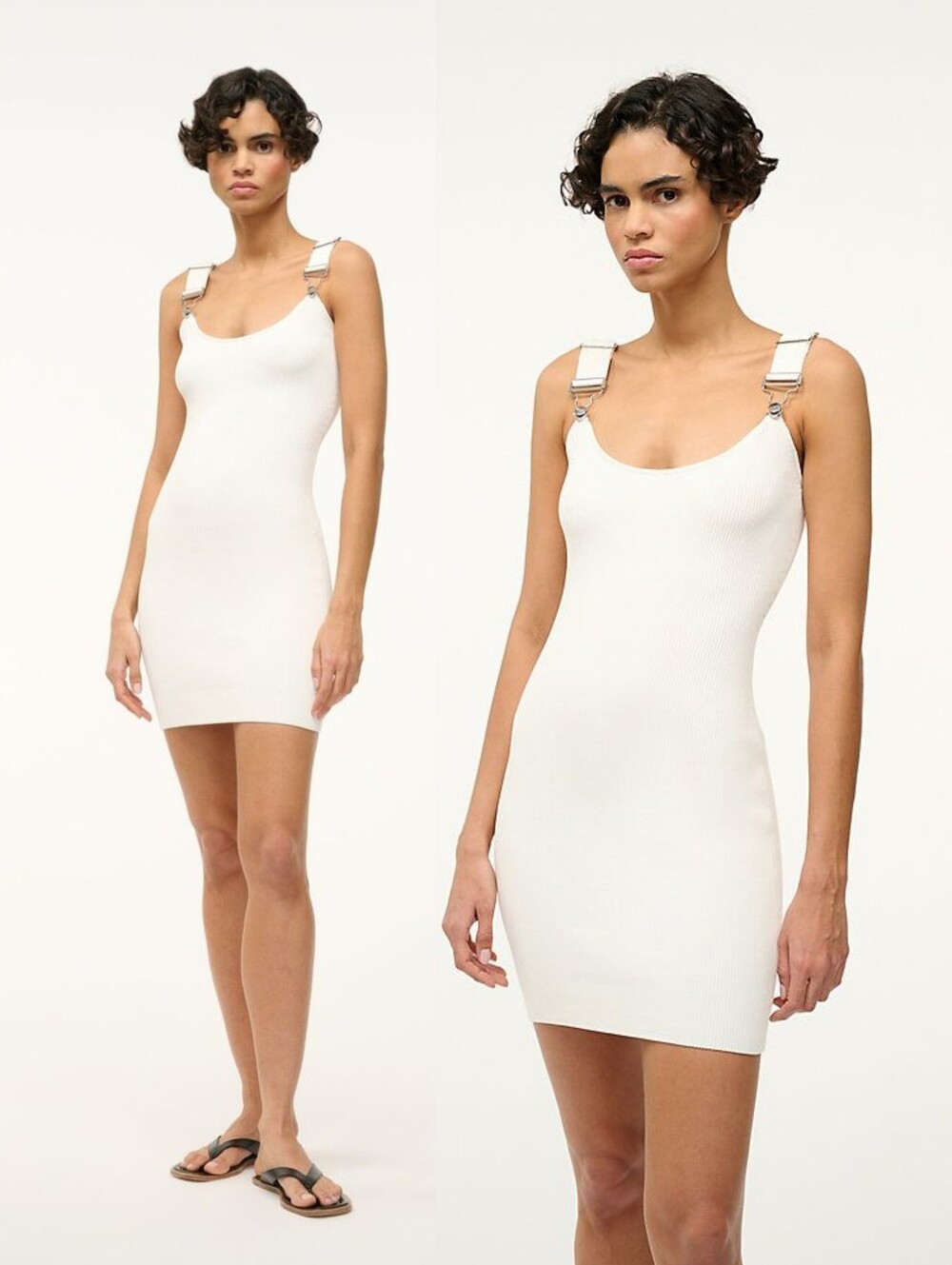 Staud x Wrangler The Overall Rib Tank Mini Dress White